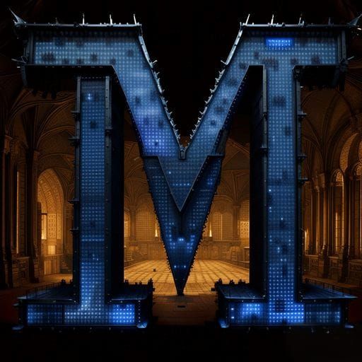 Letter M Made of Glowing LED Screens