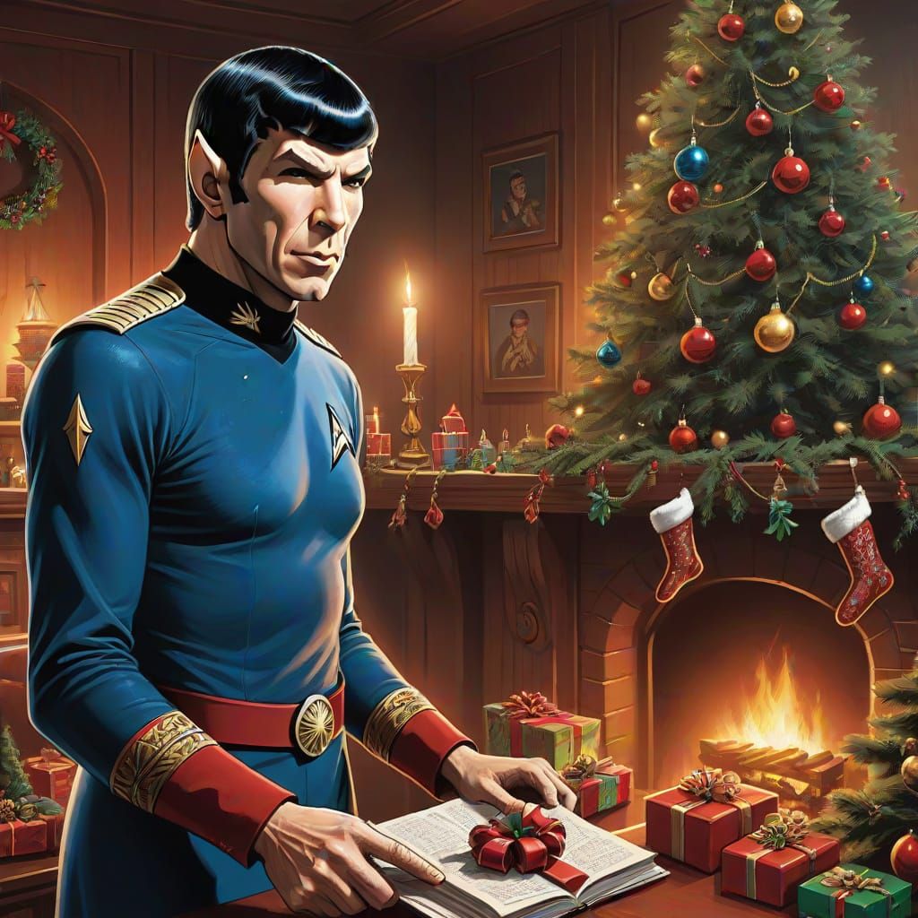 Spock Celebrates Christmas in Comic Book Style