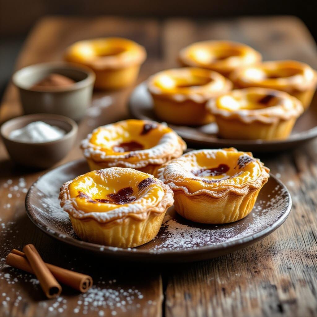 Golden Pasteis de Nata Still Life