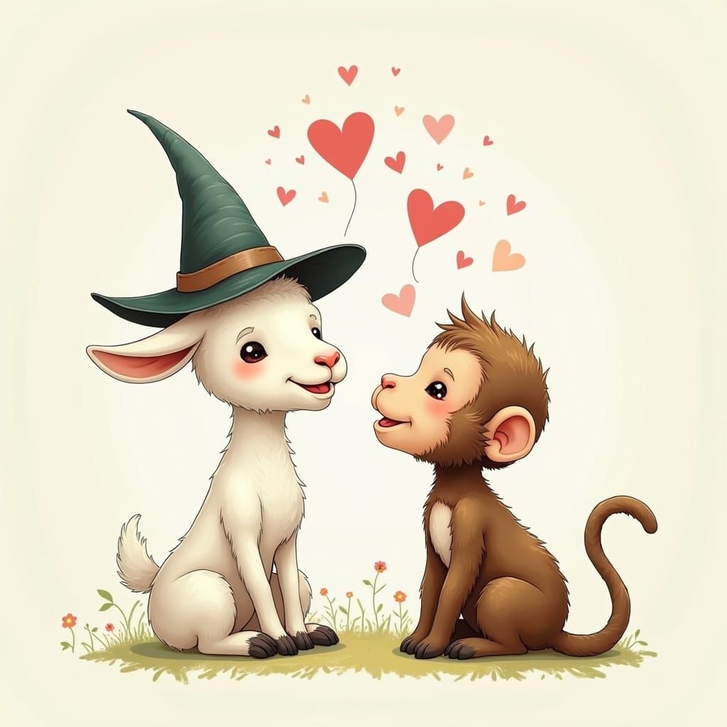 Sweet Goat and Loyal Monkey in Love