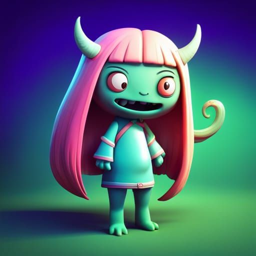 Cute Monster Girl Character in 3D Digital Art