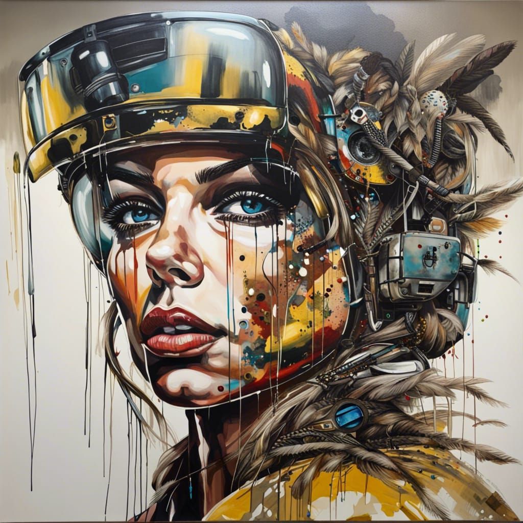 Combine Harvester Painting in Street Art Style