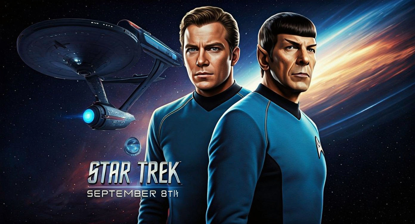 Star Trek Crew Ready on Cosmic Backdrop