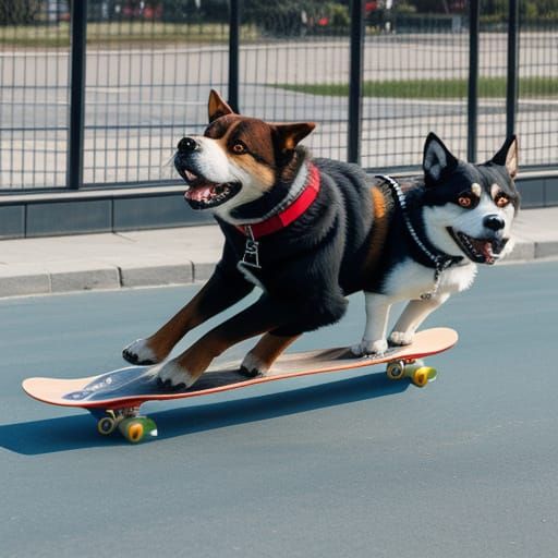 Adorable Dogs Skateboarding in Vibrant Style