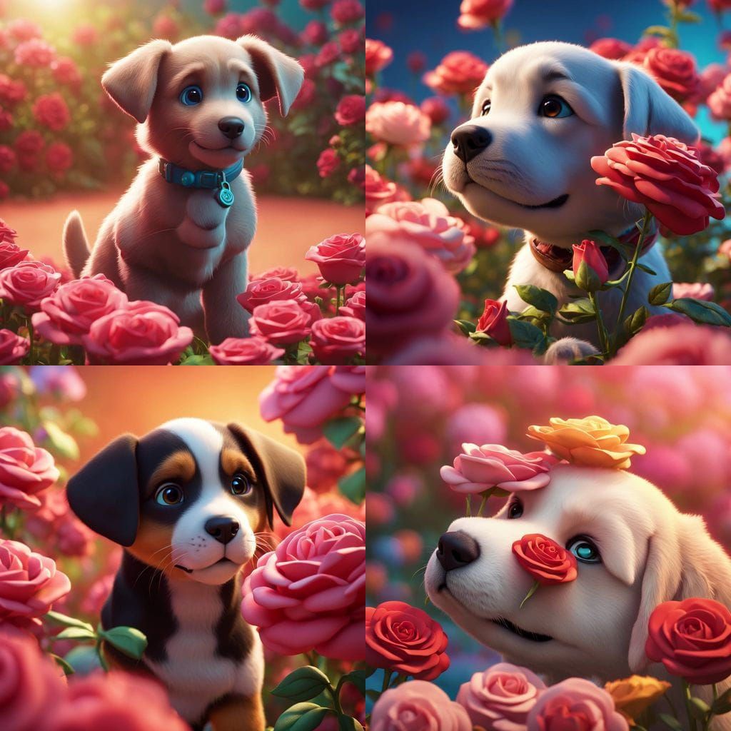 Adorable Puppy Discovers Vibrant Floral Wonderland