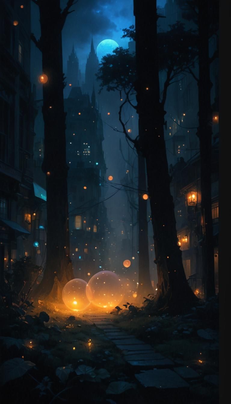 Ethereal Luminescent Orbs in Velvety Darkness