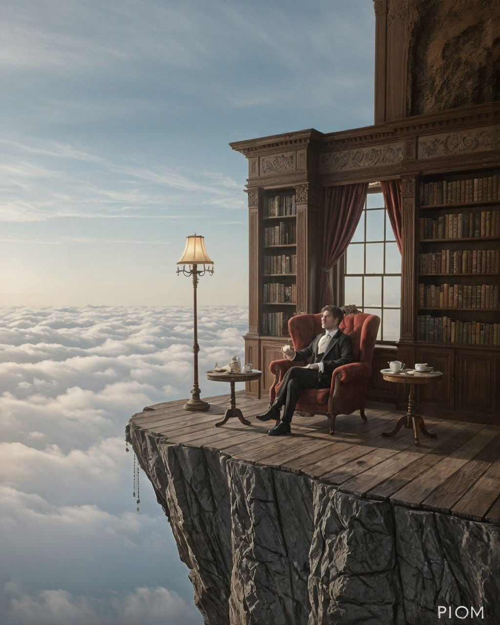 Victorian Room at Cliff Edge Above Cloud Abyss