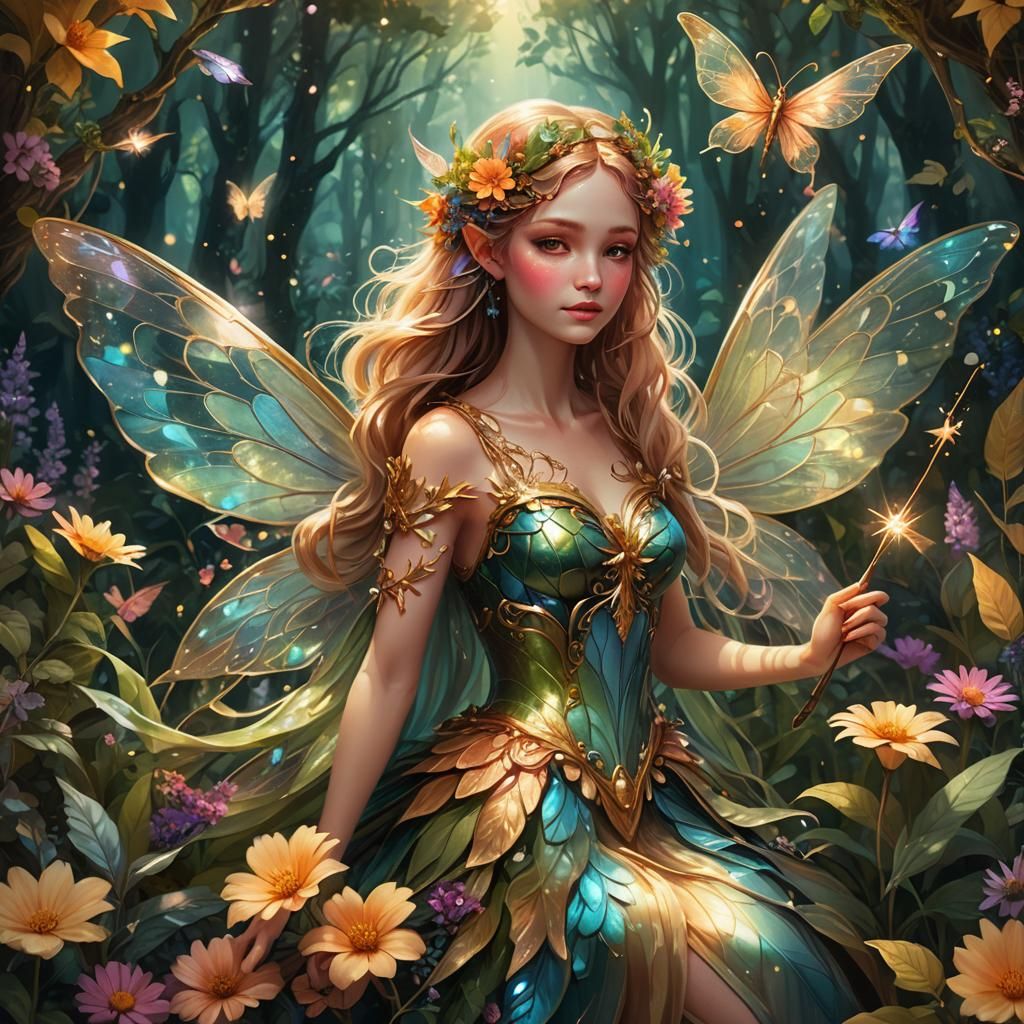 Enchanting Fairy in Whimsical Forest Concept Art
