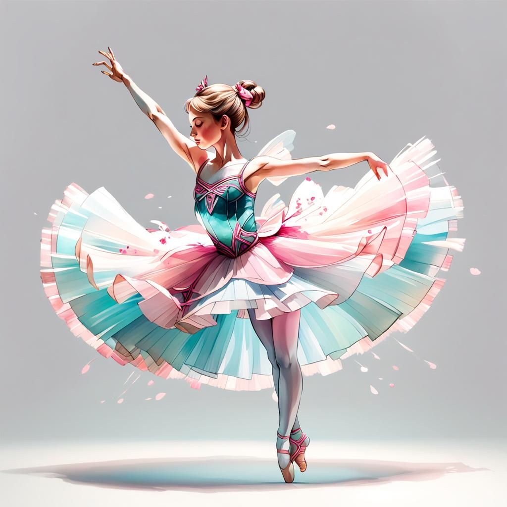 Minimalist Ballerina in Watercolor Style with Pastel Colors