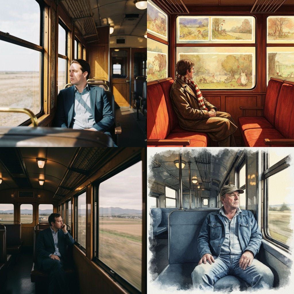 Watercolor Train Journey to Nowhere