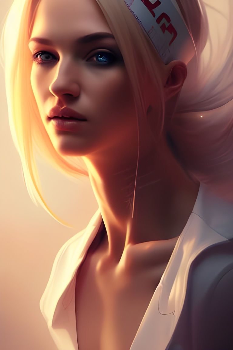 Majestic Nurse Portrait in Digital Art Style