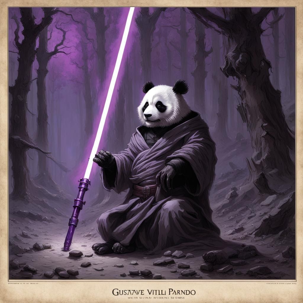 Evil Jedi Panda in Doré-Rutkowski Style