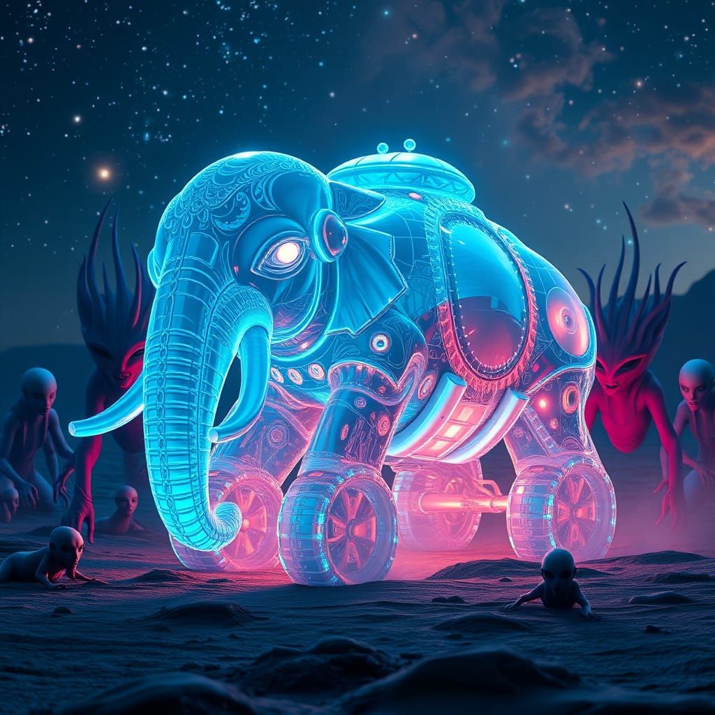 Bioluminescent Alien Car in Futuristic 3D Style