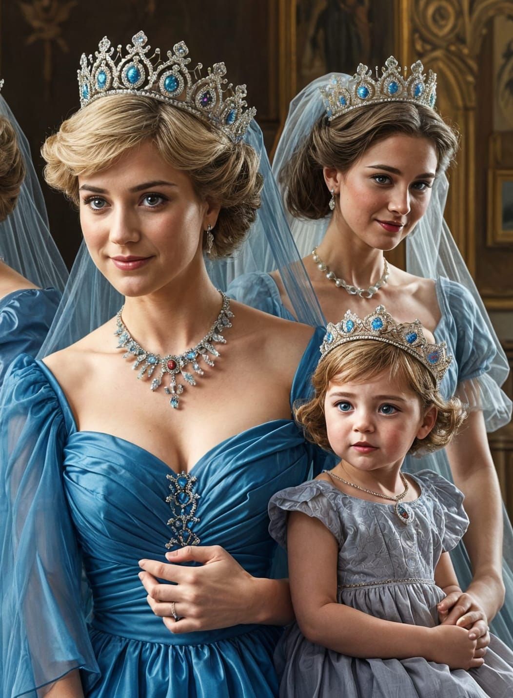 Ethereal Royal Double Exposure of Princesses Diana, Kate, an...