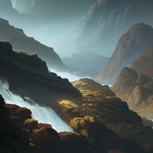 Intricate Rocky Landscape with Dynamic Lighting