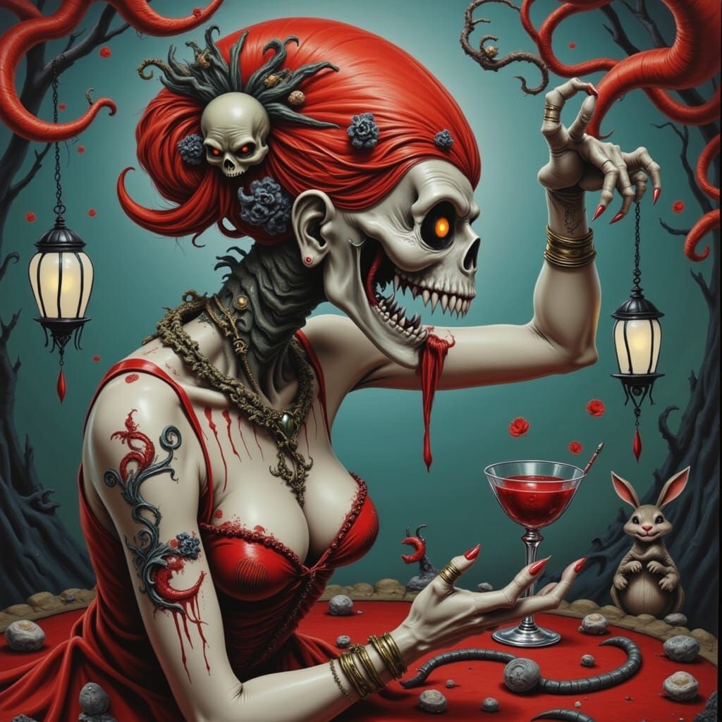 Red Haired Lilith as Gypsy in Graffiti Art