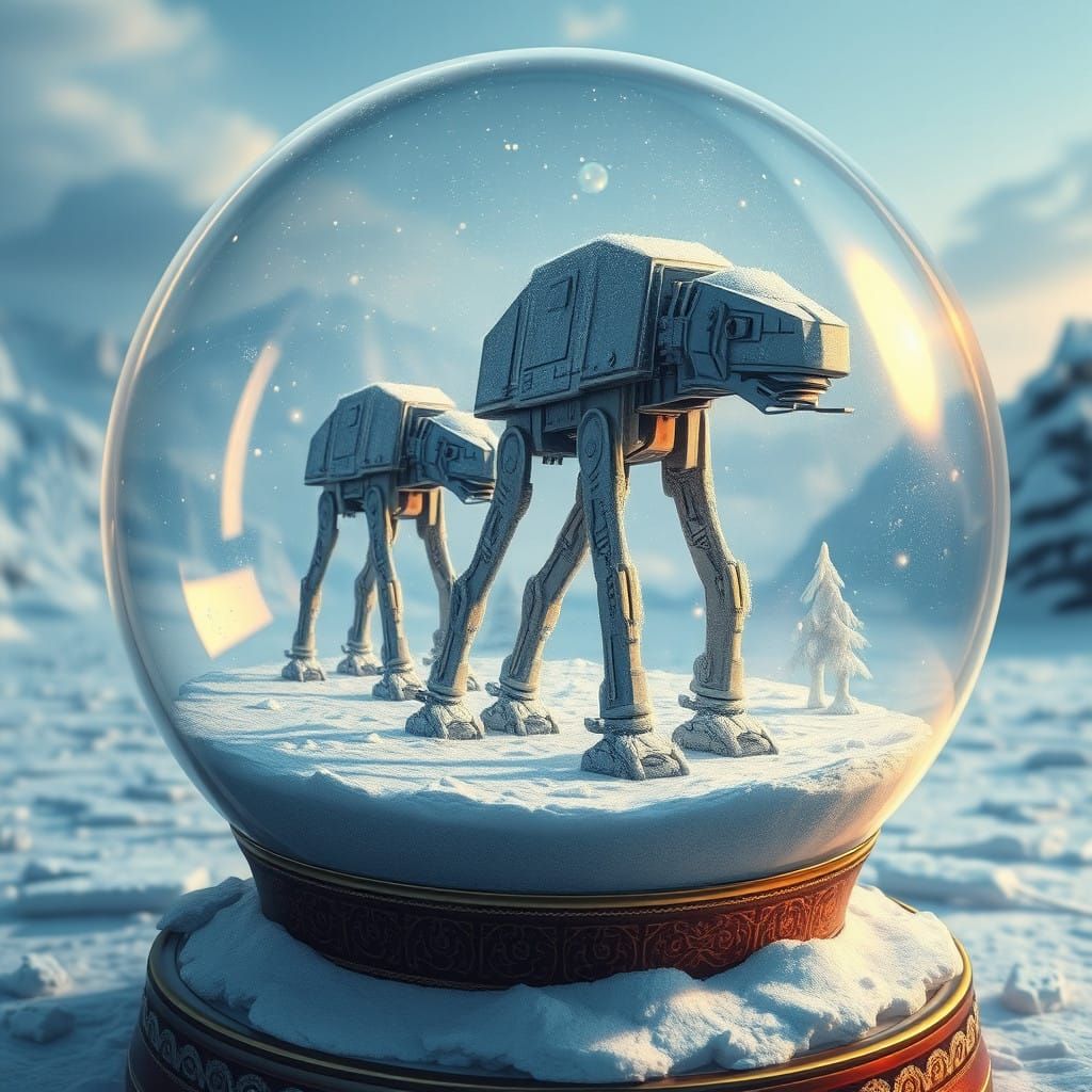 Frosty AT-AT Walkers in Snow-Globe Winter Wonderland