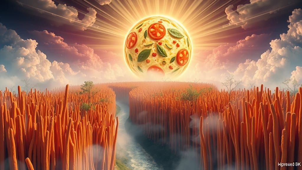 Alcohol Ink Art: Pizza Orb Over Breadstick Forest