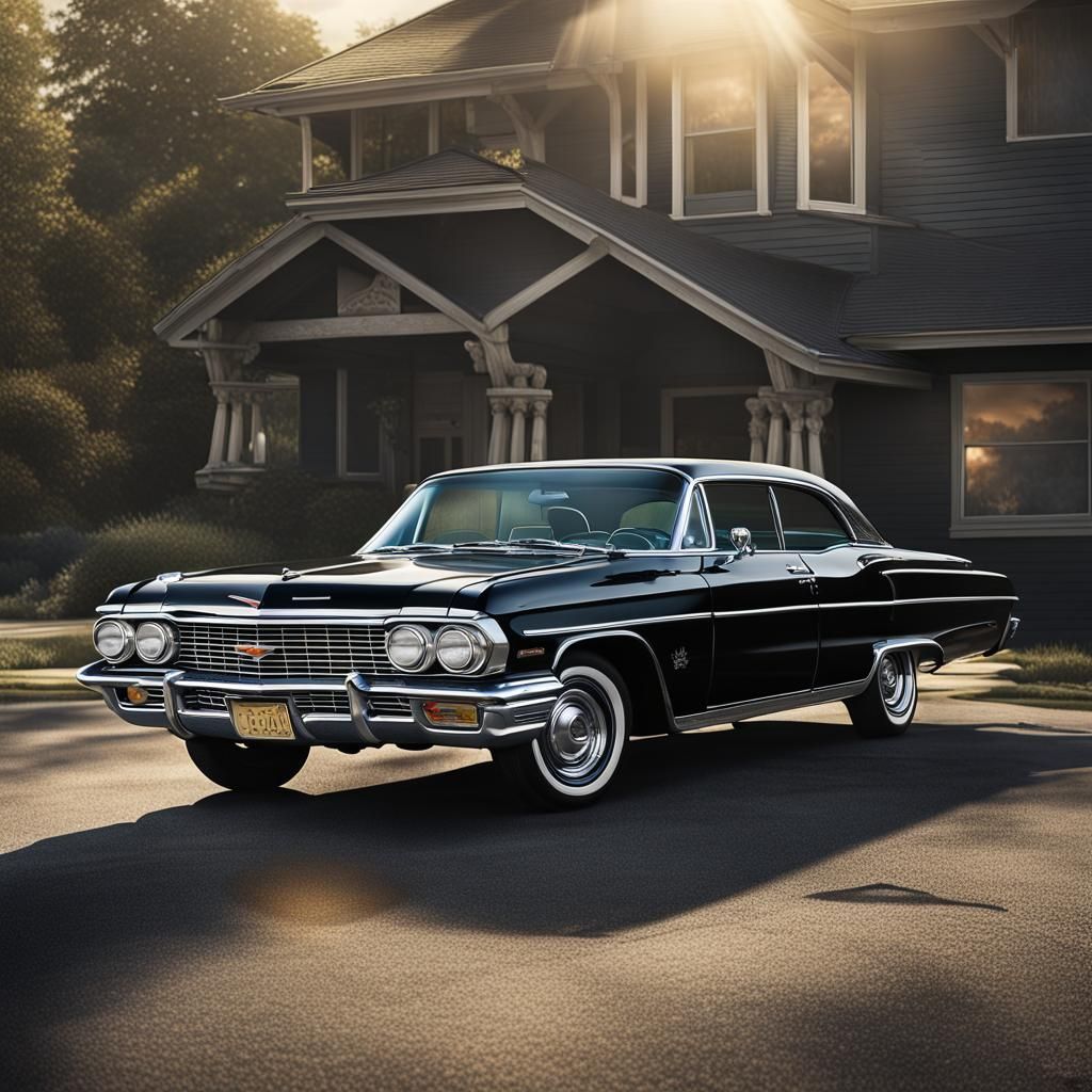 Dean Winchester and Impala: Hyperrealistic TV Show Scene