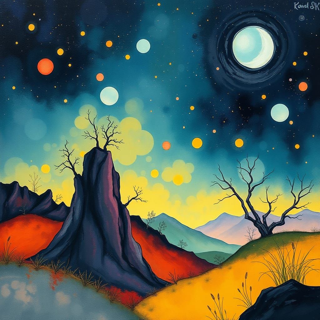 Epic Surreal Wonderland in Andy Kehoe-Style Abstract Art