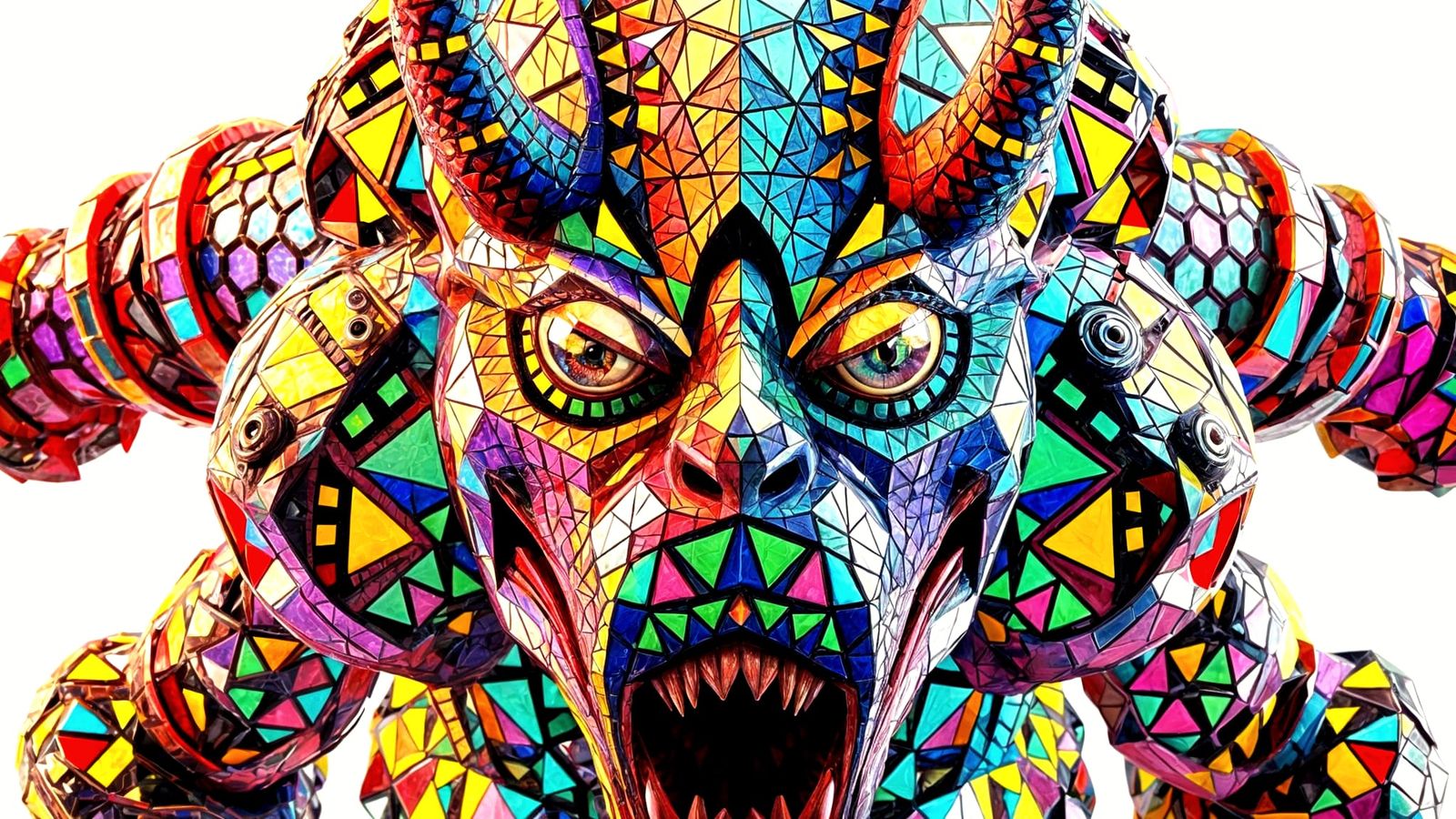 Hyperrealistic 3D Mosaic Beast Unleashed