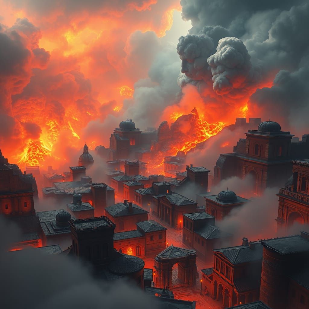 Pompeii: Apocalyptic Destruction in Dark Fantasy Style