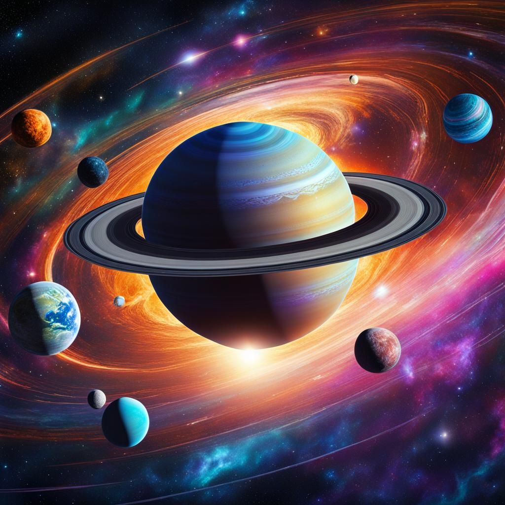 Saturn in Earth Orbit: Holographic Astral Illustration