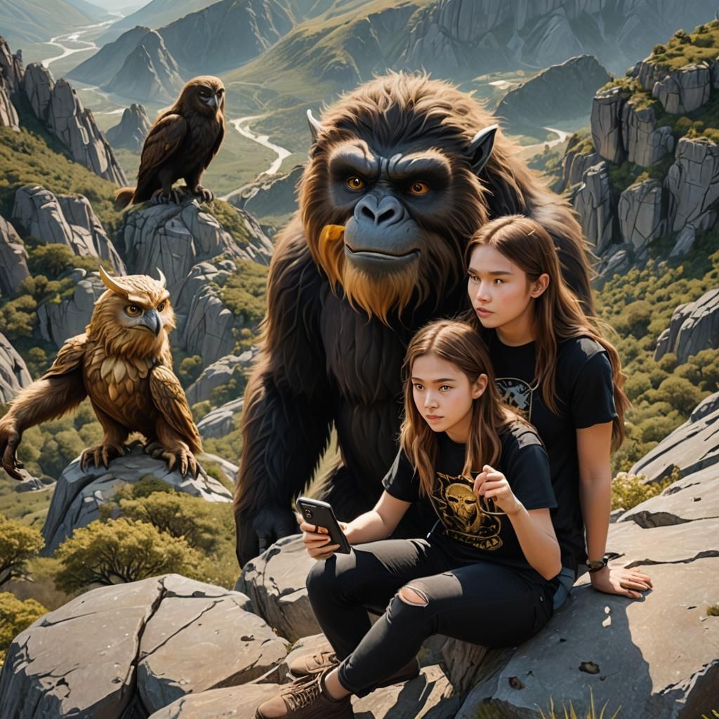 Girl's Selfie with Sasquatch Protector