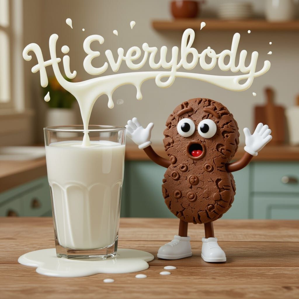 Milk Glass and Cookie Character in Cartoon Style
