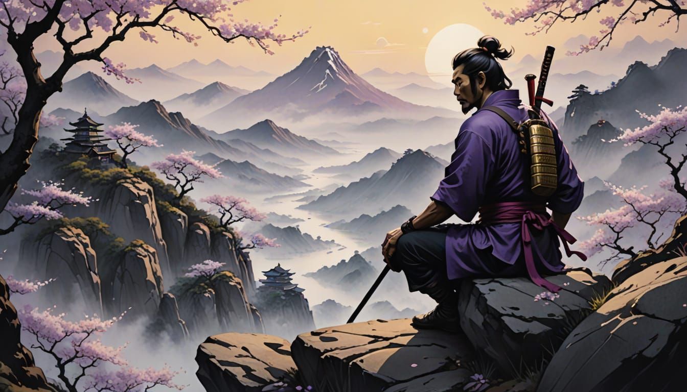 Samurai Meditation: Japanese Ink Wash Painting