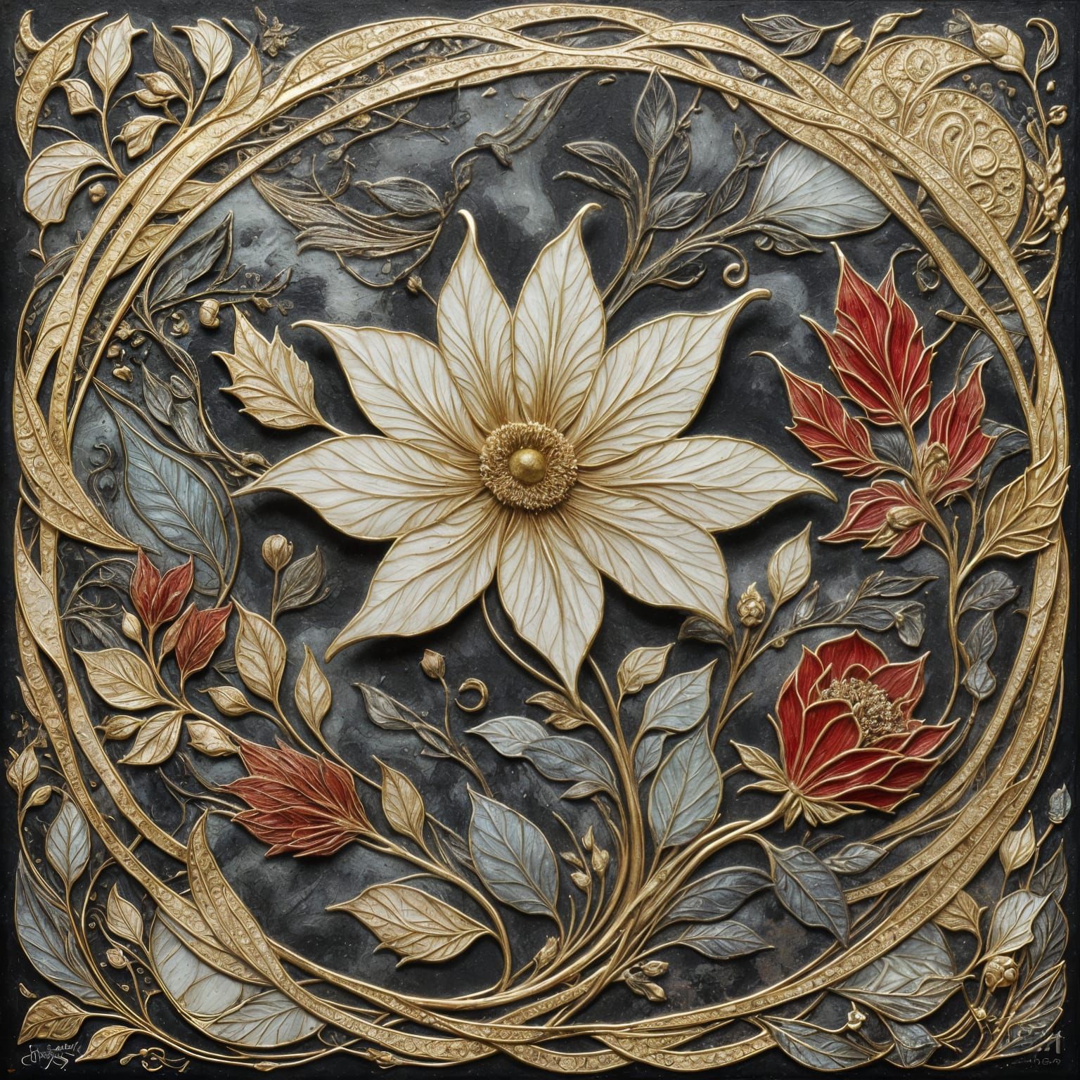 Exotic Flower Painting in Detailed High Definition Style