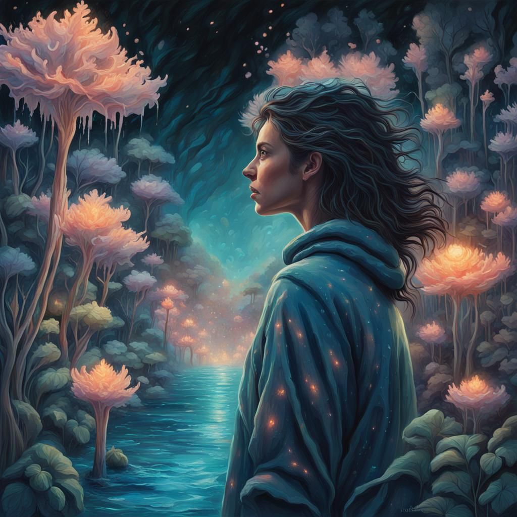Lost in Bioluminescent Wonders: A Digital Painting