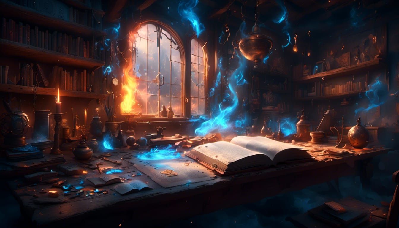 Mystical Wizard Workshop With Fire Runes