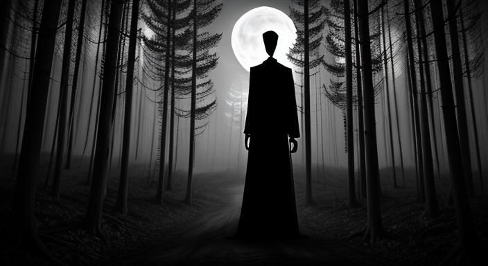 Eerie Faceless Figure in Moonlit Forest