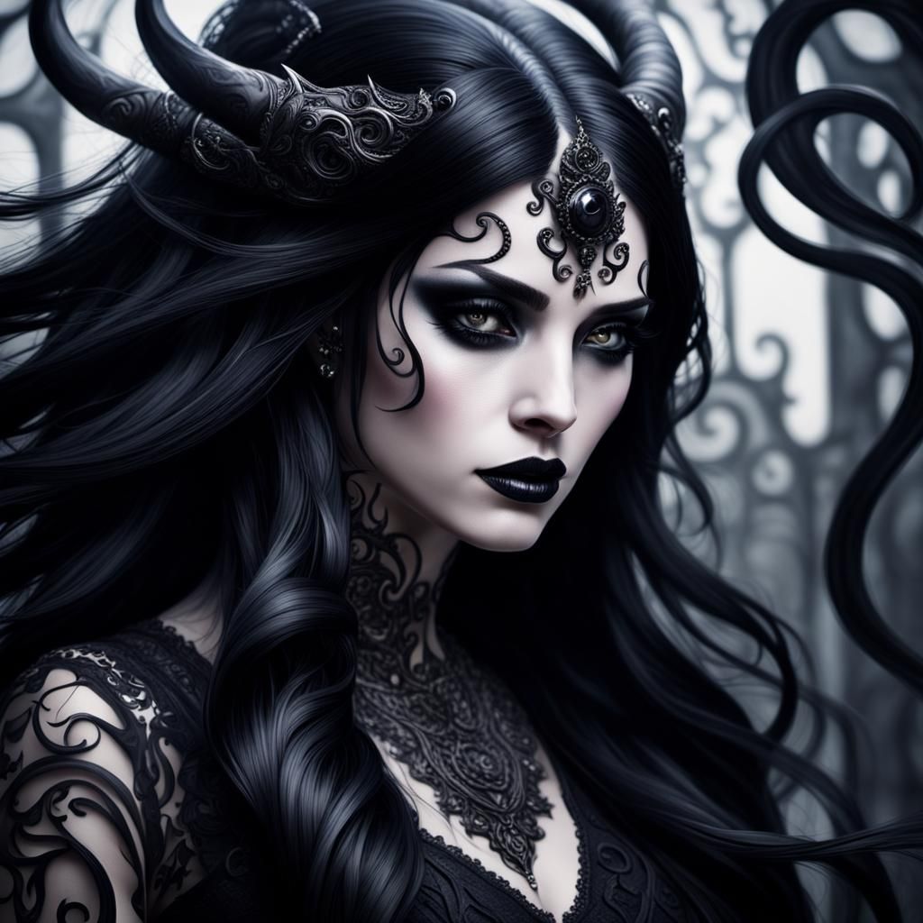 Beautiful demoness, goth girl