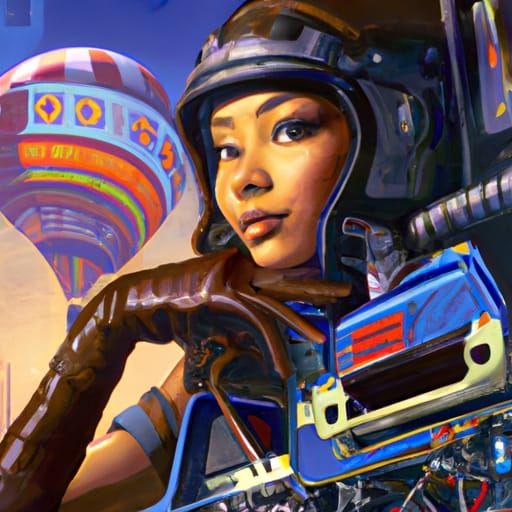 Retro-Futuristic Chicana Space Ranger in Solarpunk Style