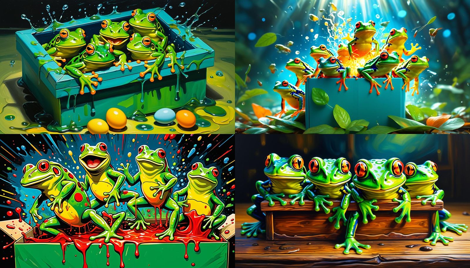 Frenzied Box of Frogs in Chaotic Harmony