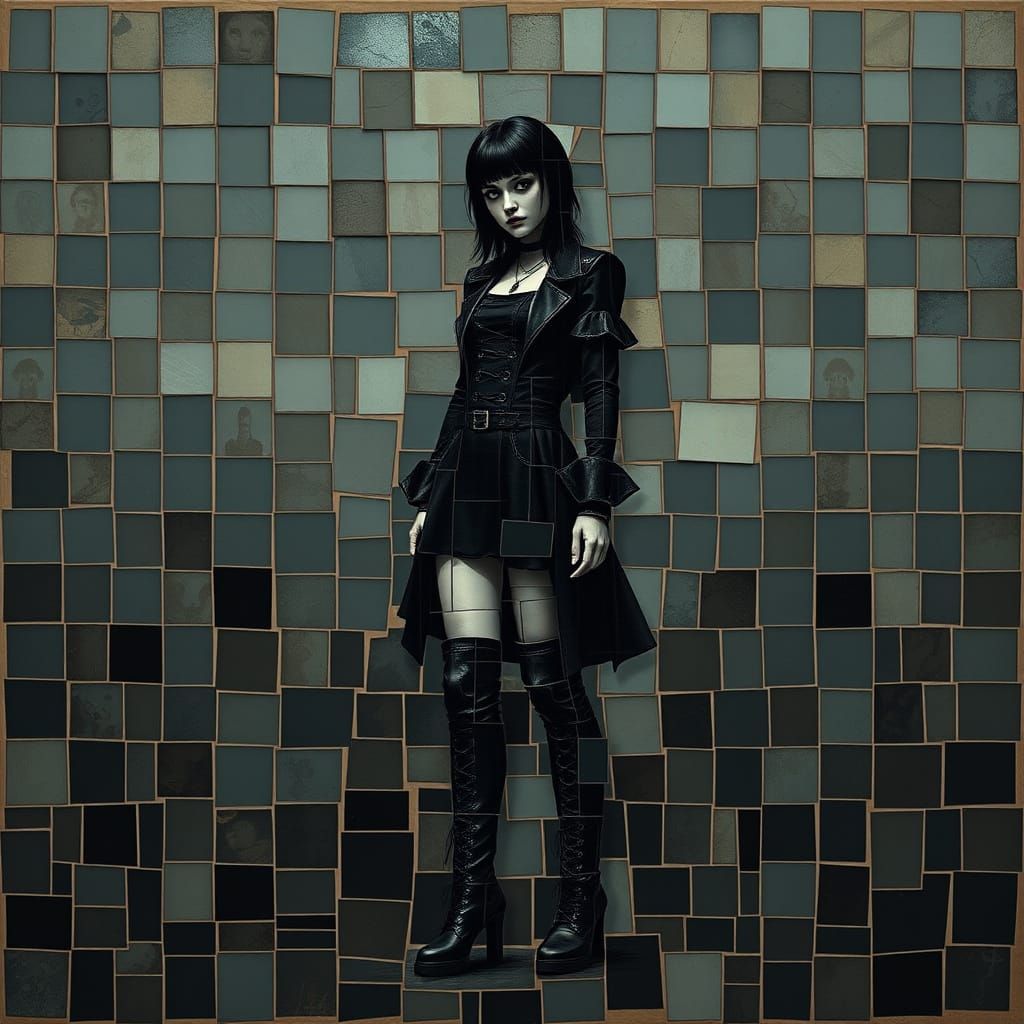 Neo-Cubist Goth Woman Digital Painting