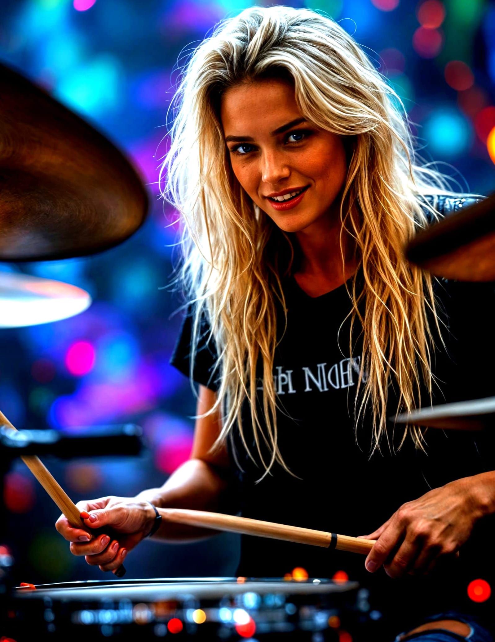 Frustrated Rockstar Snaps Drumstick, Hyperrealistic Splash A...