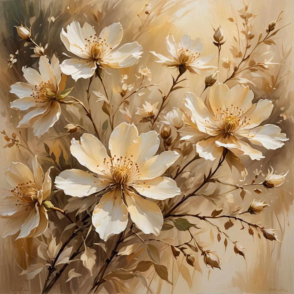 Golden Blossom in Impressionist Style, Soft Focus