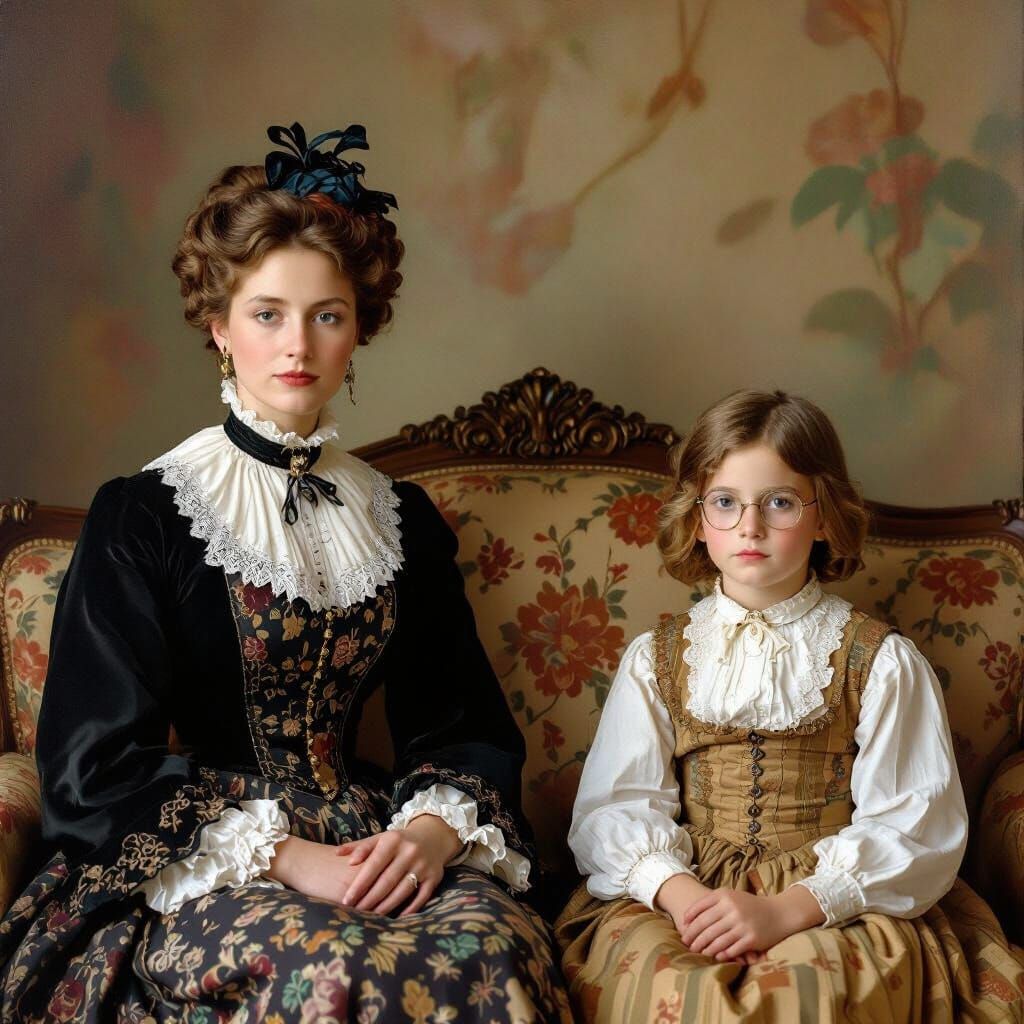 Victorian Portrait of Family Group in Classical Style