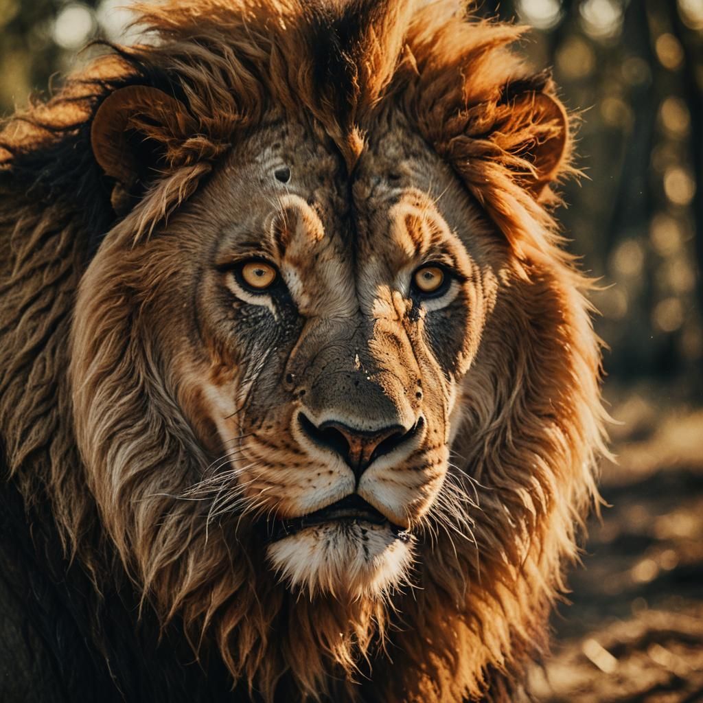 Ferocious Lion Glimpse: Golden Cinematic Macro Shot