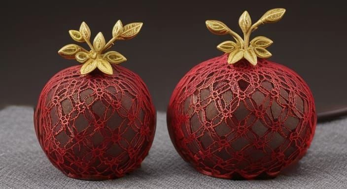 Ebony Wood Pomegranates with Detailed Grain