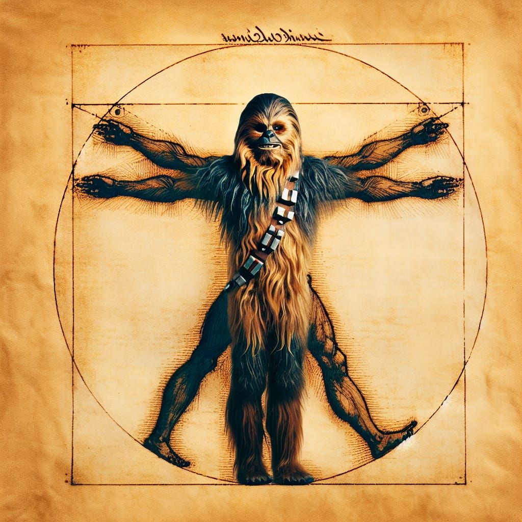 Wookiee Recreates Vitruvian Man Drawing