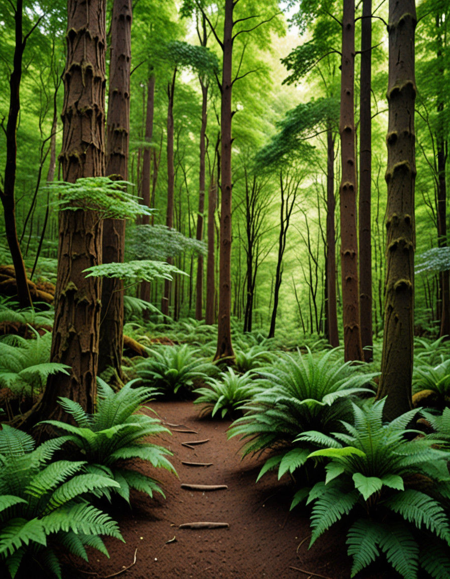 Muted Earthy Landscape with Forest and Winding Path