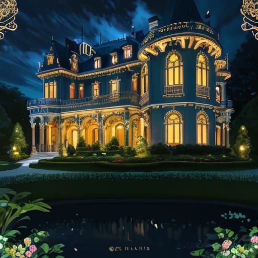 Art Nouveau Mansion in a Flowering Garden