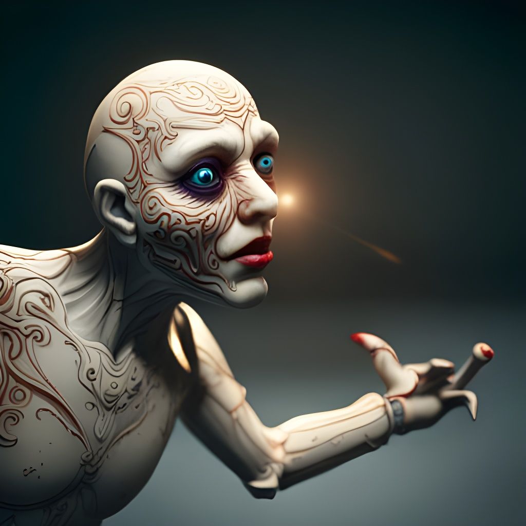 Cracked Porcelain Puppet in Detailed Matte Painting