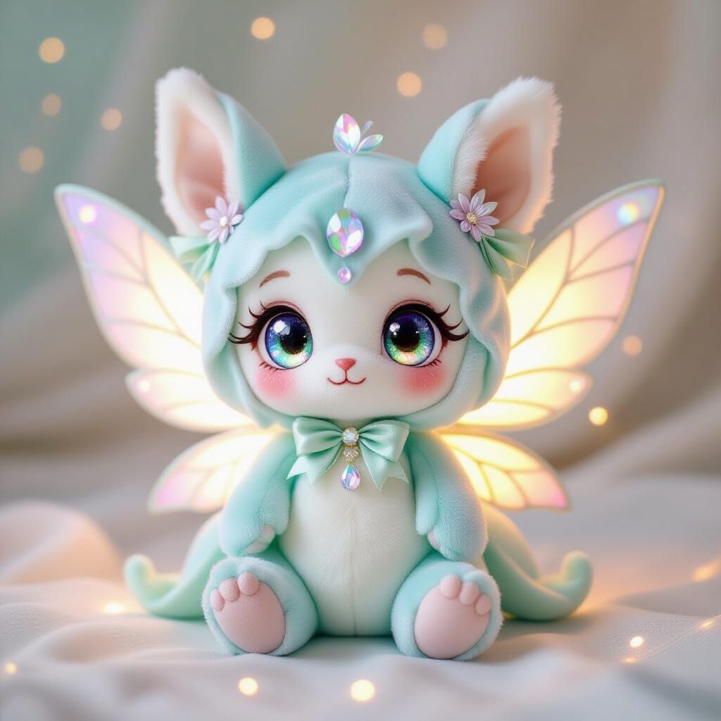 Adorable Chibi Fae Plushie in Tourmaline Hues