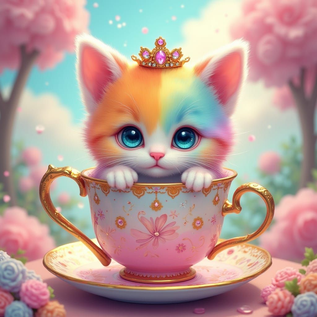 Whimsical Wonderland Kitten in Beatrix Potter Style
