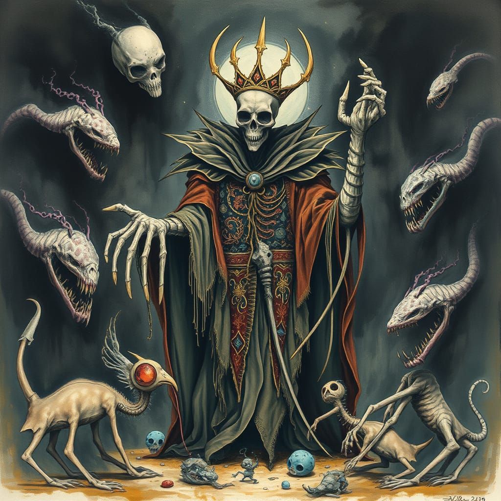 Haunting Wishbone King in Gouache and Watercolor